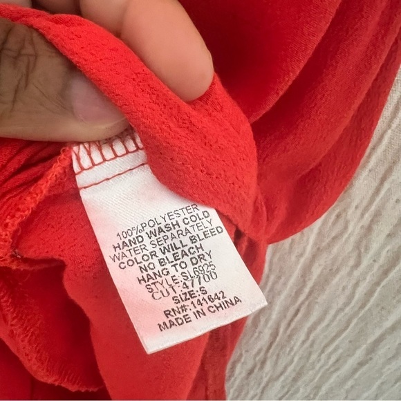 She + Sky Red Dress Midi Blouson Flowy Spring Summer Boho Trendy size S Small - Picture 6 of 8